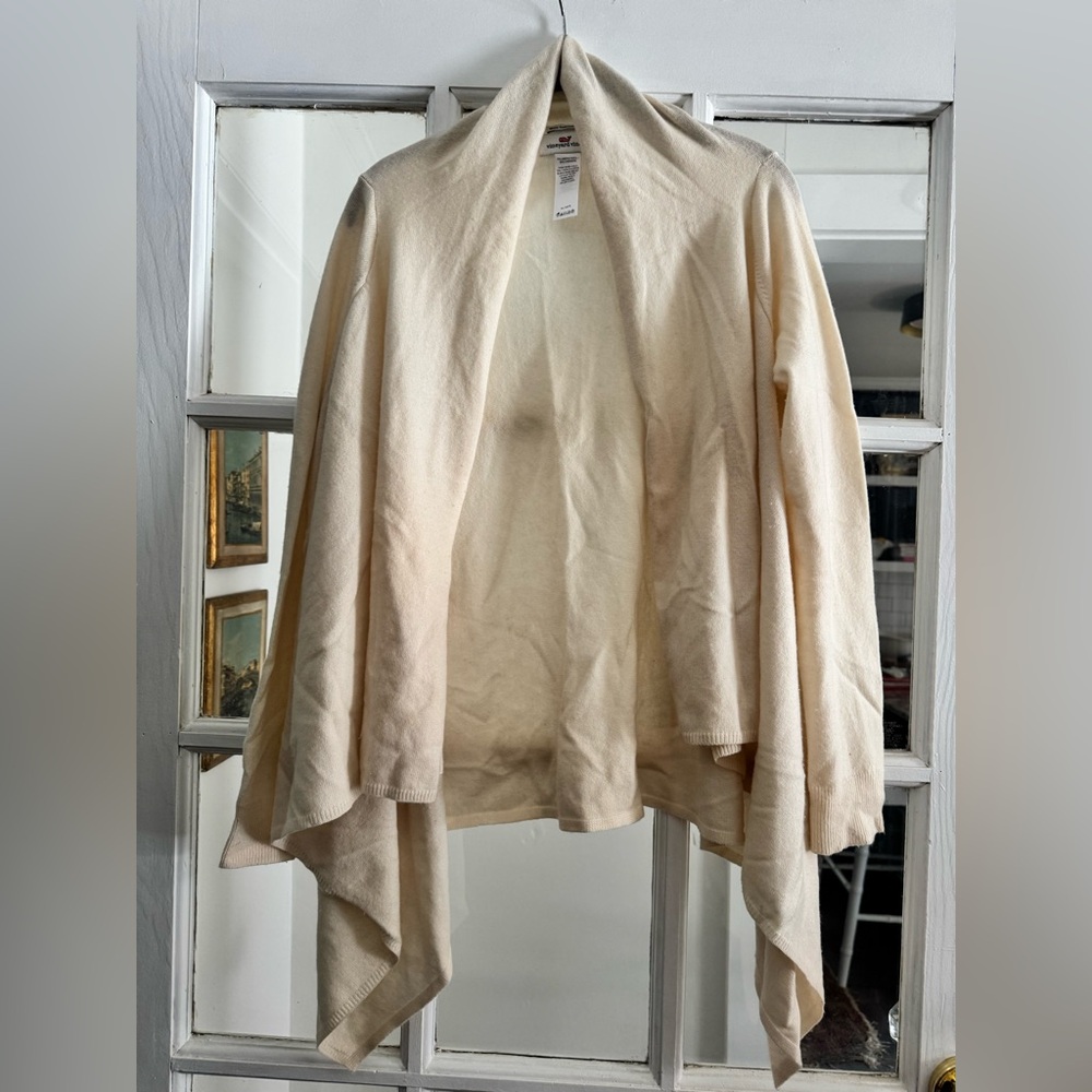 Vineyard Vines Cream cashmere wool open cardigan wrap